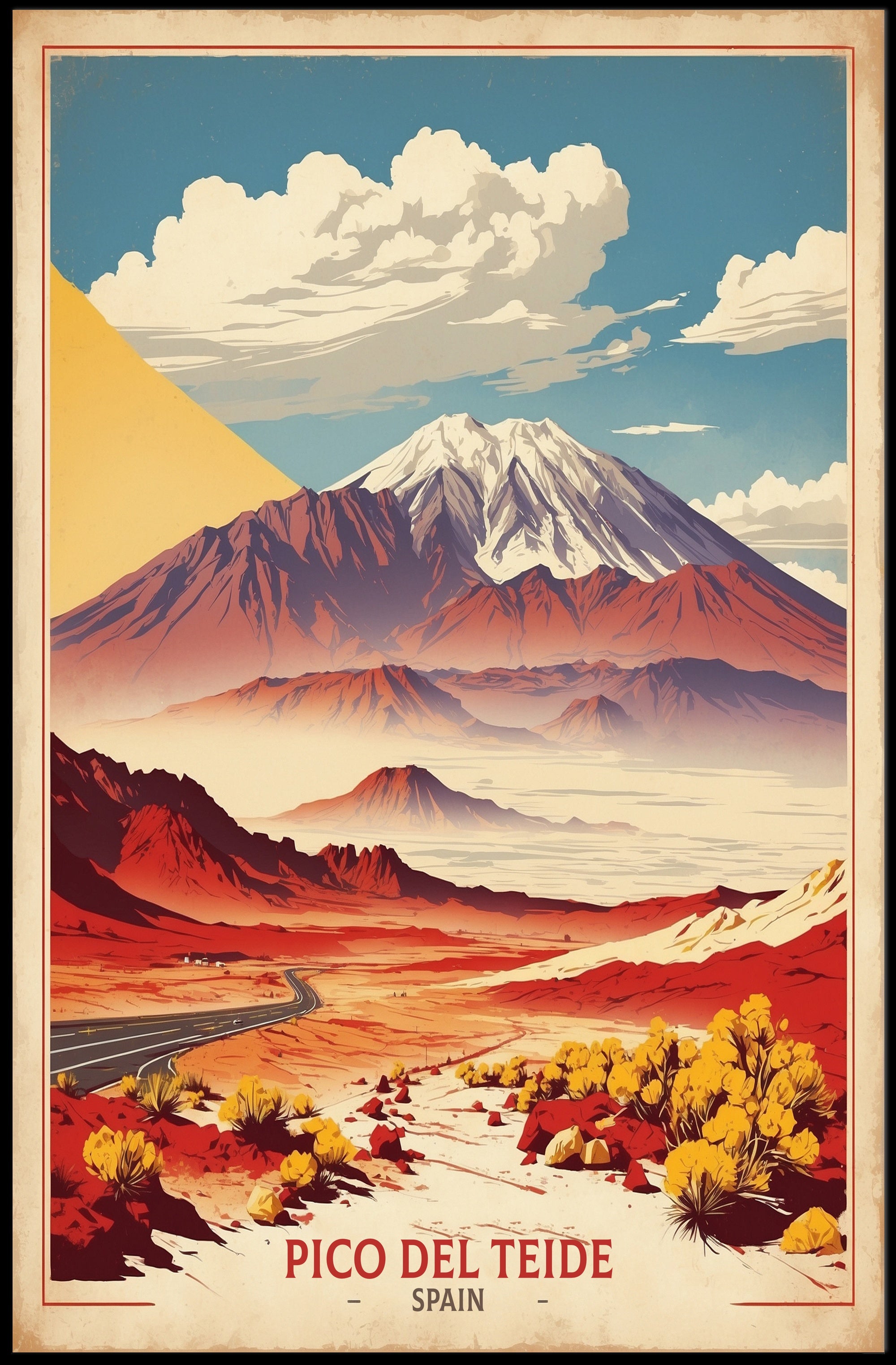 Pico del Teide Illustrated Landscape Travel Poster PosterGoat