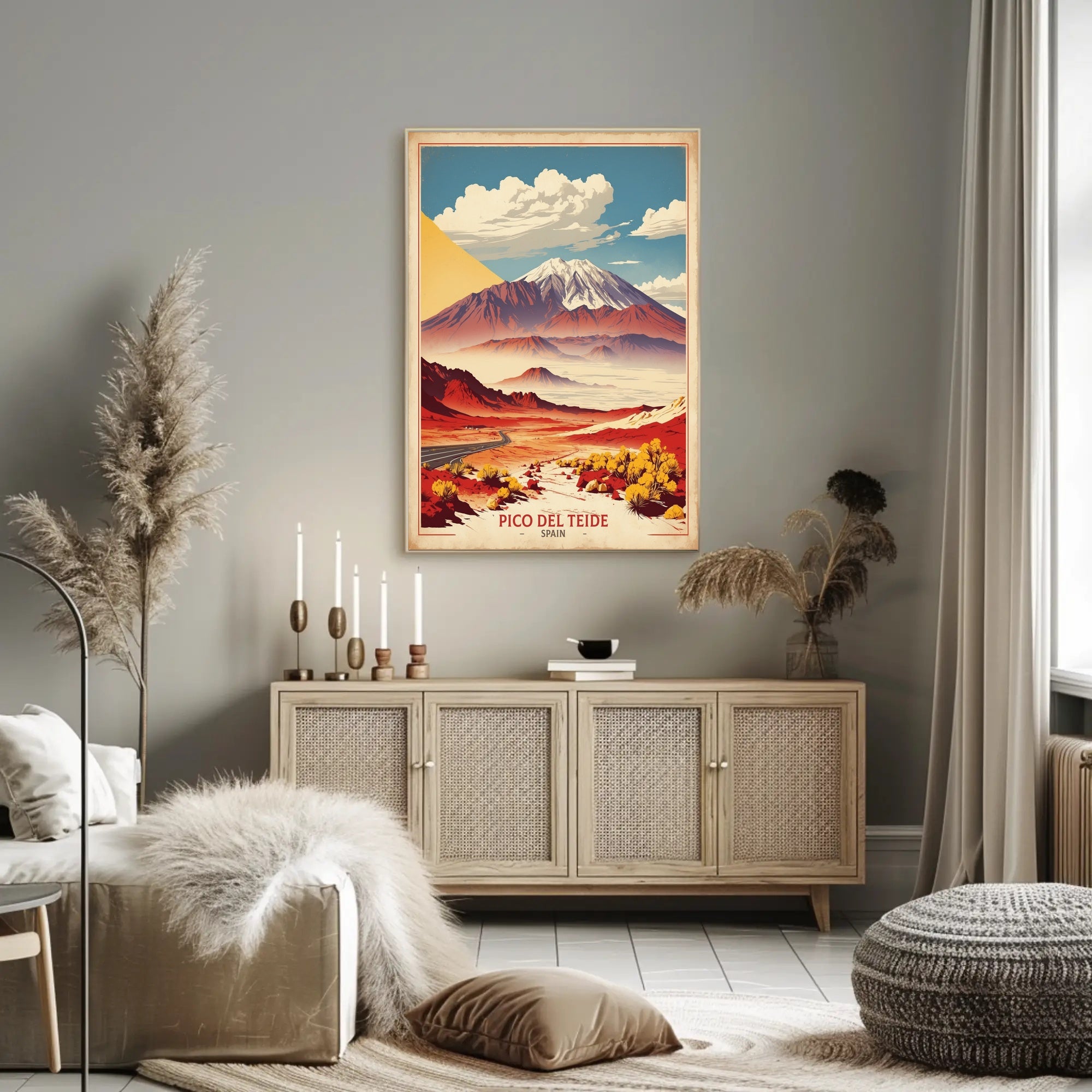 Pico del Teide Illustrated Landscape Travel Poster PosterGoat