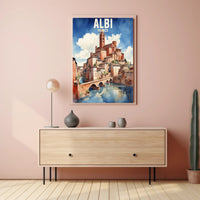 Picturesque Albi Watercolor Scenic Illustration Travel Poster PosterGoat