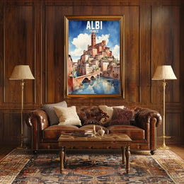 Picturesque Albi Watercolor Scenic Illustration Travel Poster PosterGoat
