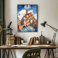 Picturesque Albi Watercolor Scenic Illustration Travel Poster PosterGoat