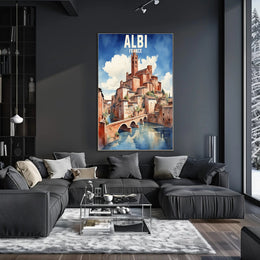 Picturesque Albi Watercolor Scenic Illustration Travel Poster PosterGoat