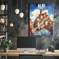 Picturesque Albi Watercolor Scenic Illustration Travel Poster PosterGoat