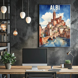 Picturesque Albi Watercolor Scenic Illustration Travel Poster PosterGoat