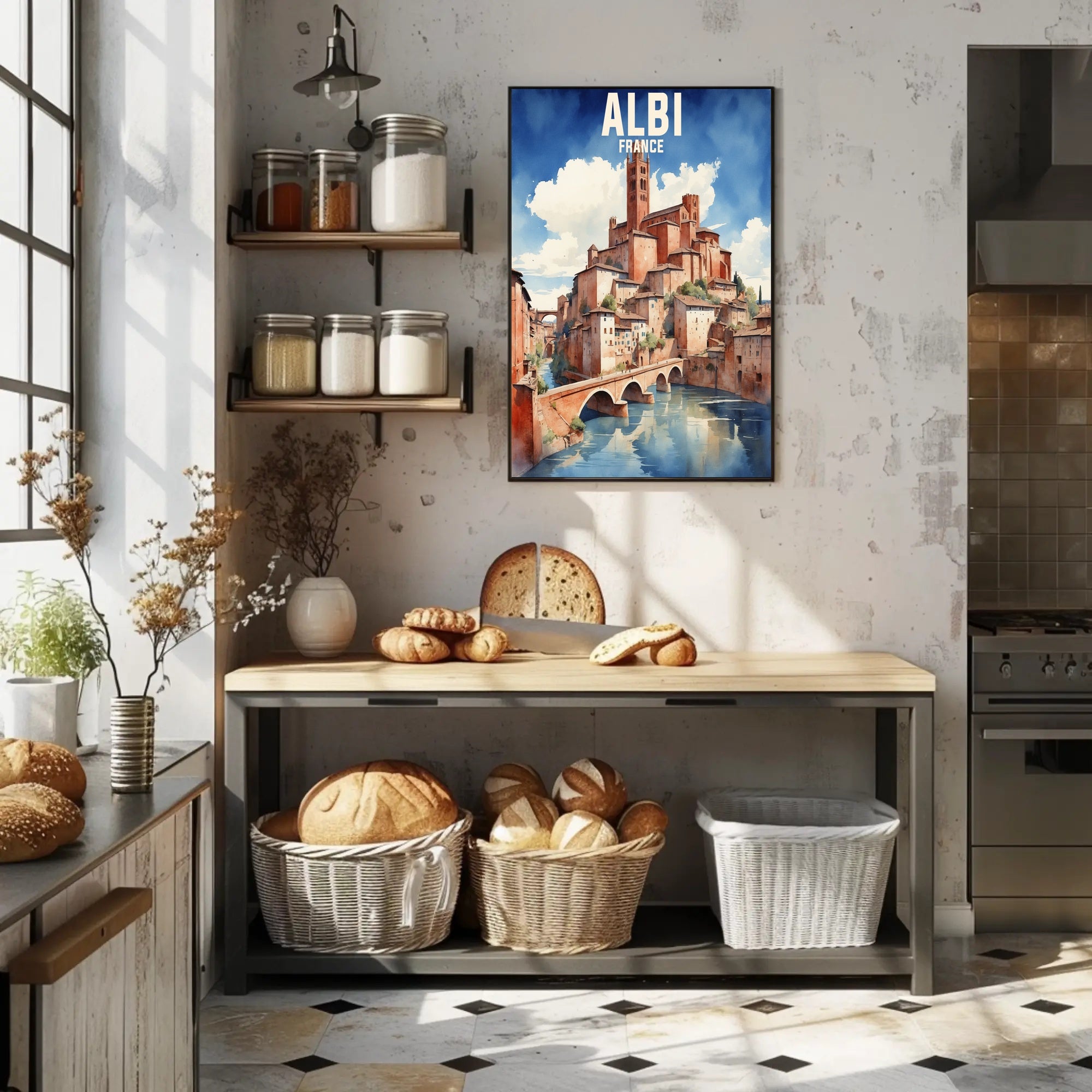 Picturesque Albi Watercolor Scenic Illustration Travel Poster PosterGoat