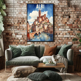 Picturesque Albi Watercolor Scenic Illustration Travel Poster PosterGoat