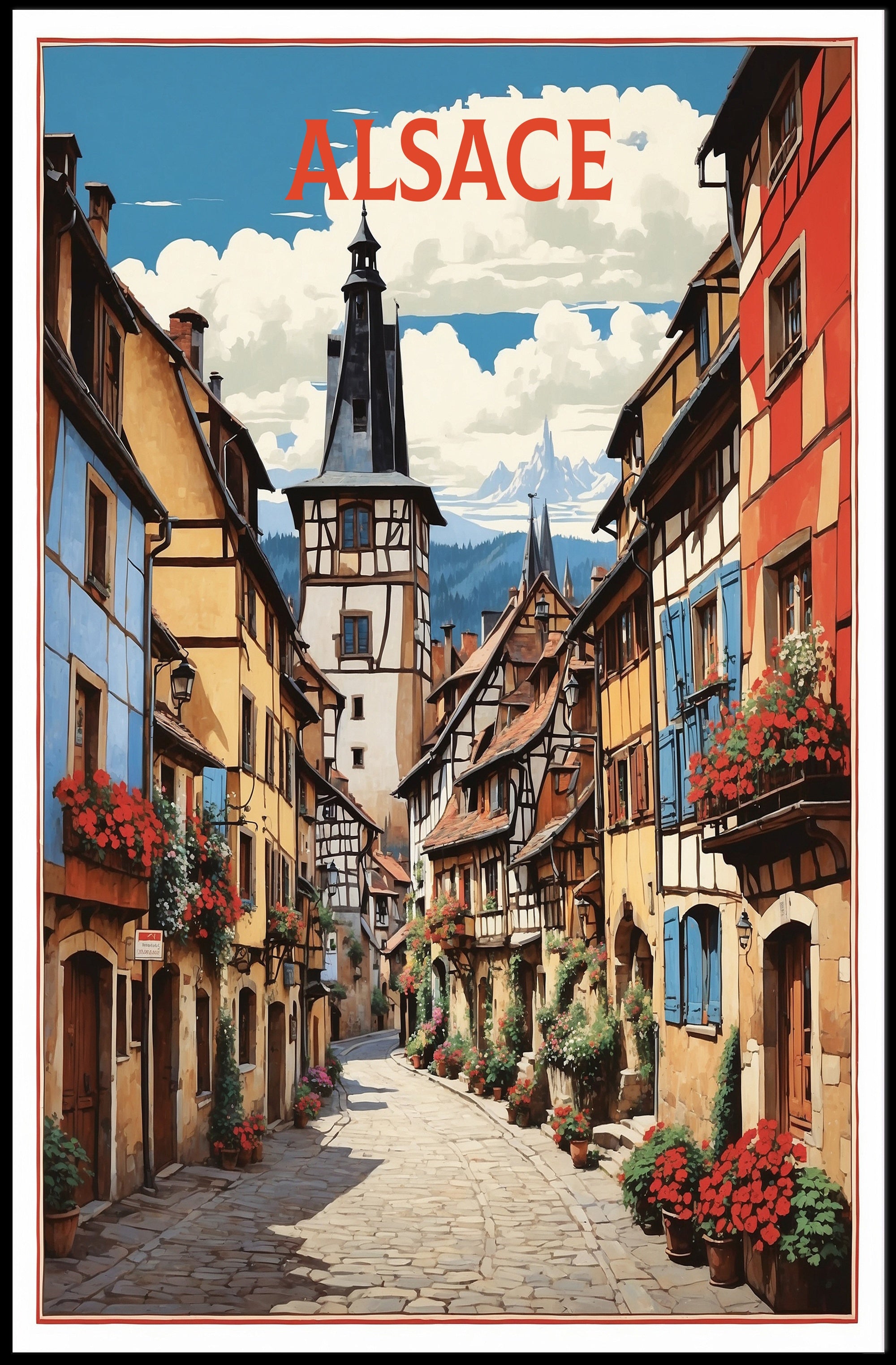 Picturesque Alsace Village Scenic Travel Poster PosterGoat