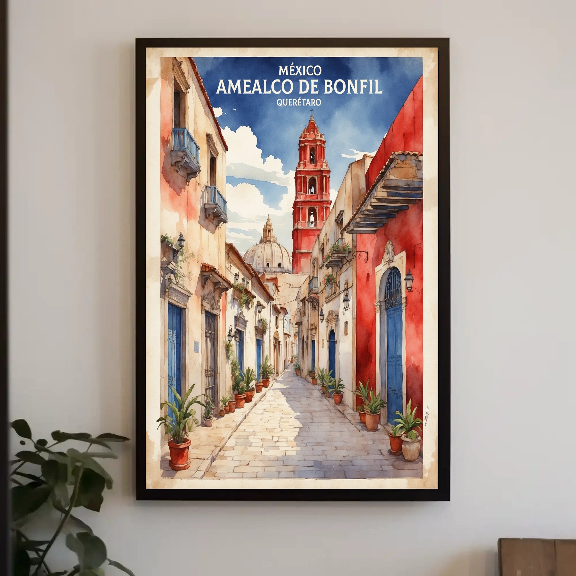Picturesque Amealco de Bonfil Street Scene Travel Poster PosterGoat