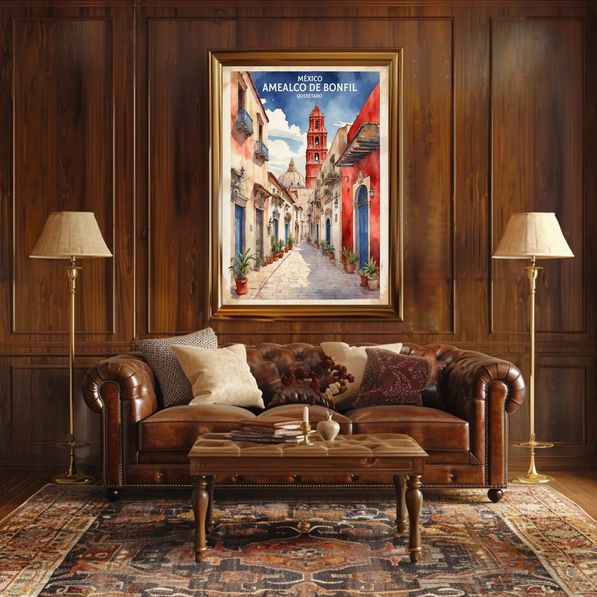 Picturesque Amealco de Bonfil Street Scene Travel Poster PosterGoat