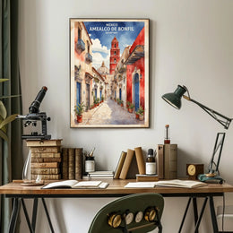 Picturesque Amealco de Bonfil Street Scene Travel Poster PosterGoat