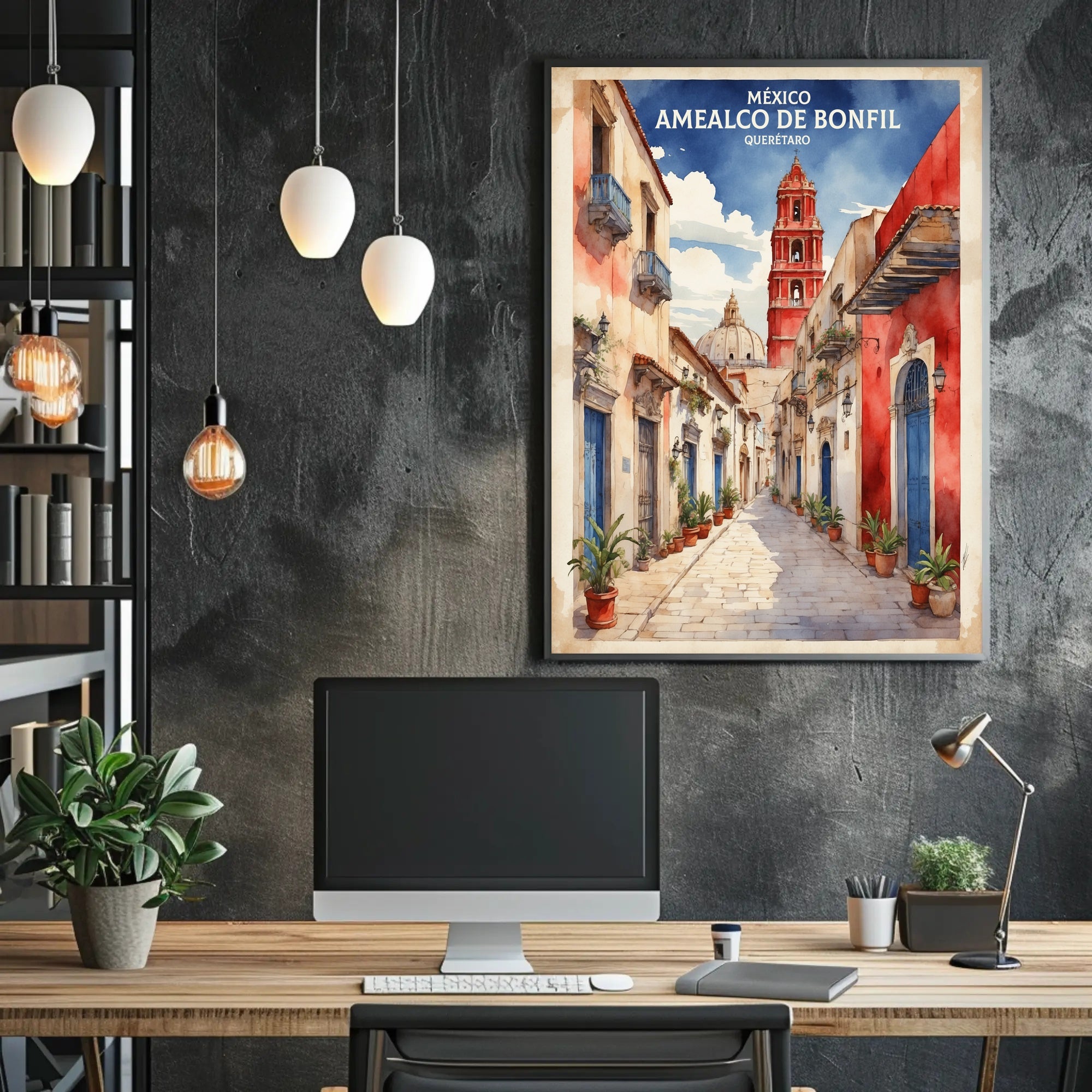 Picturesque Amealco de Bonfil Street Scene Travel Poster PosterGoat