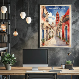 Picturesque Amealco de Bonfil Street Scene Travel Poster PosterGoat
