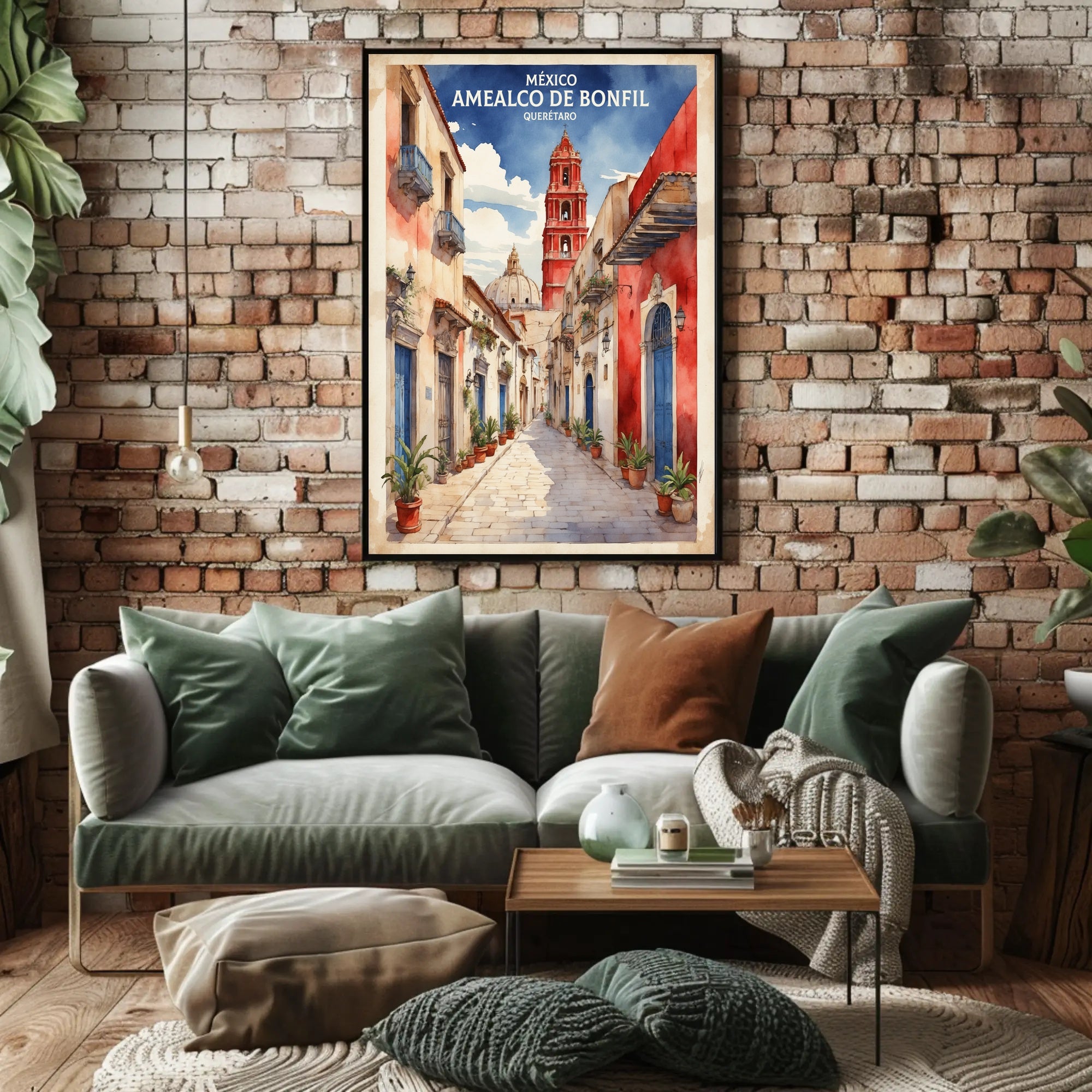 Picturesque Amealco de Bonfil Street Scene Travel Poster PosterGoat