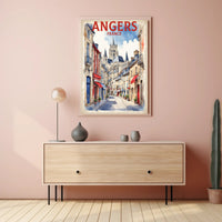Picturesque Angers Street Watercolor Travel Poster PosterGoat