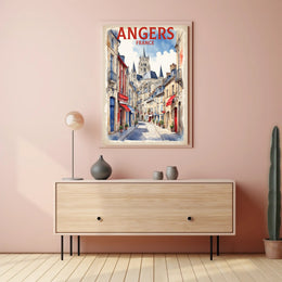 Picturesque Angers Street Watercolor Travel Poster PosterGoat