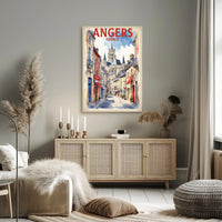 Picturesque Angers Street Watercolor Travel Poster PosterGoat