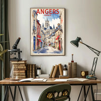 Picturesque Angers Street Watercolor Travel Poster PosterGoat