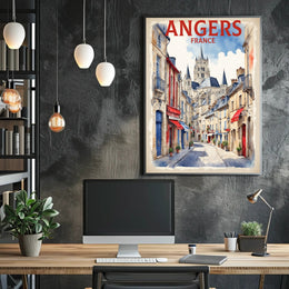 Picturesque Angers Street Watercolor Travel Poster PosterGoat