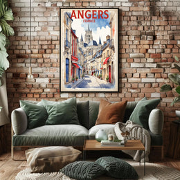 Picturesque Angers Street Watercolor Travel Poster PosterGoat
