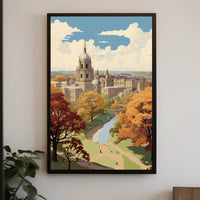 Picturesque Autumn in Iconic European University Cityscape Poster PosterGoat