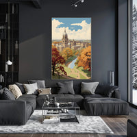 Picturesque Autumn in Iconic European University Cityscape Poster PosterGoat