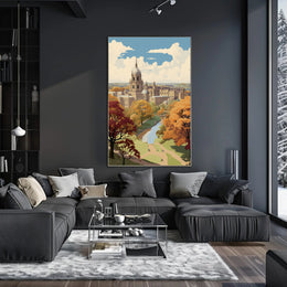 Picturesque Autumn in Iconic European University Cityscape Poster PosterGoat