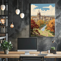 Picturesque Autumn in Iconic European University Cityscape Poster PosterGoat