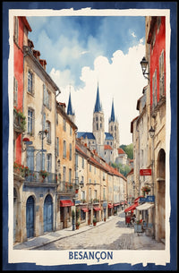 Picturesque Besançon Street Scene Travel Poster PosterGoat
