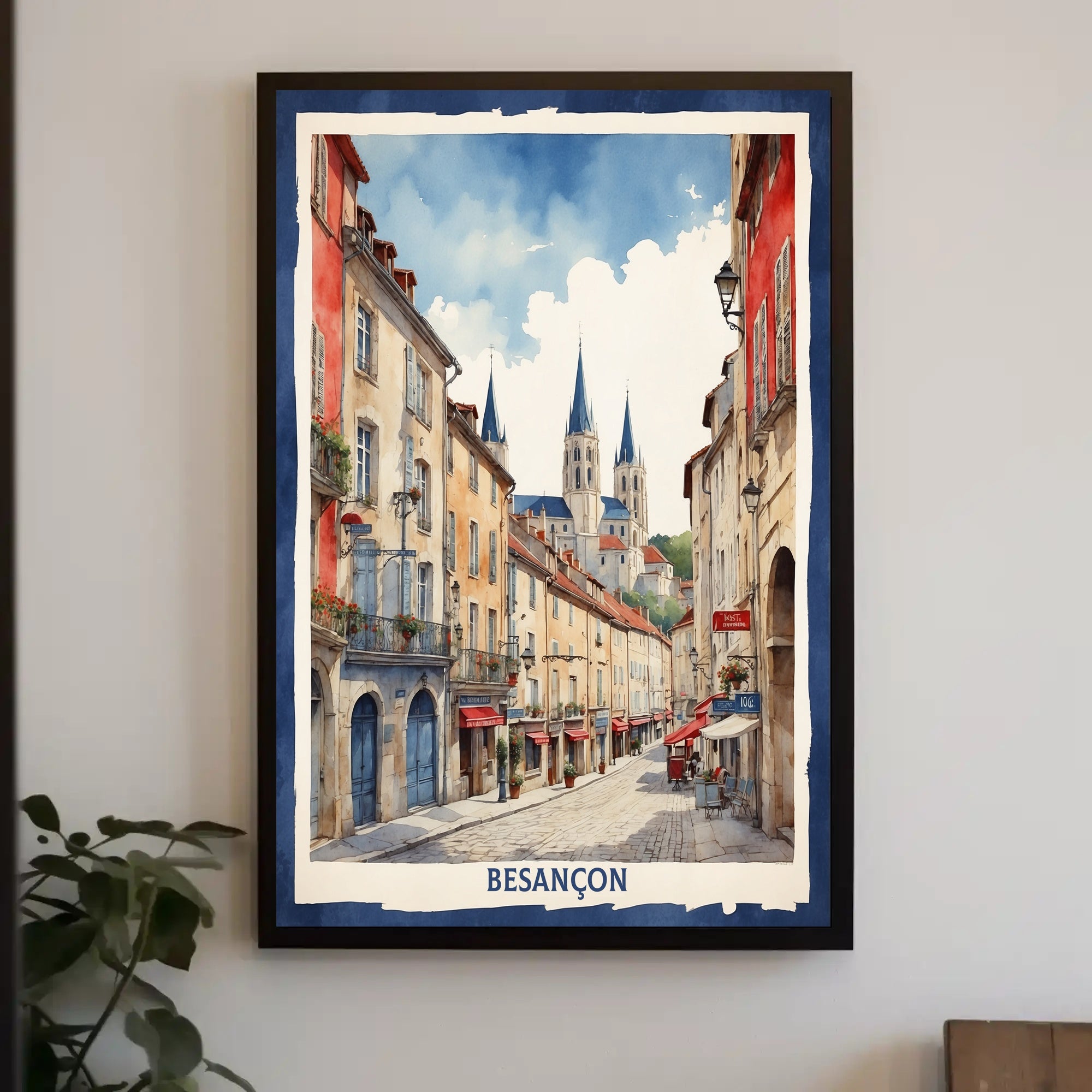 Picturesque Besançon Street Scene Travel Poster PosterGoat