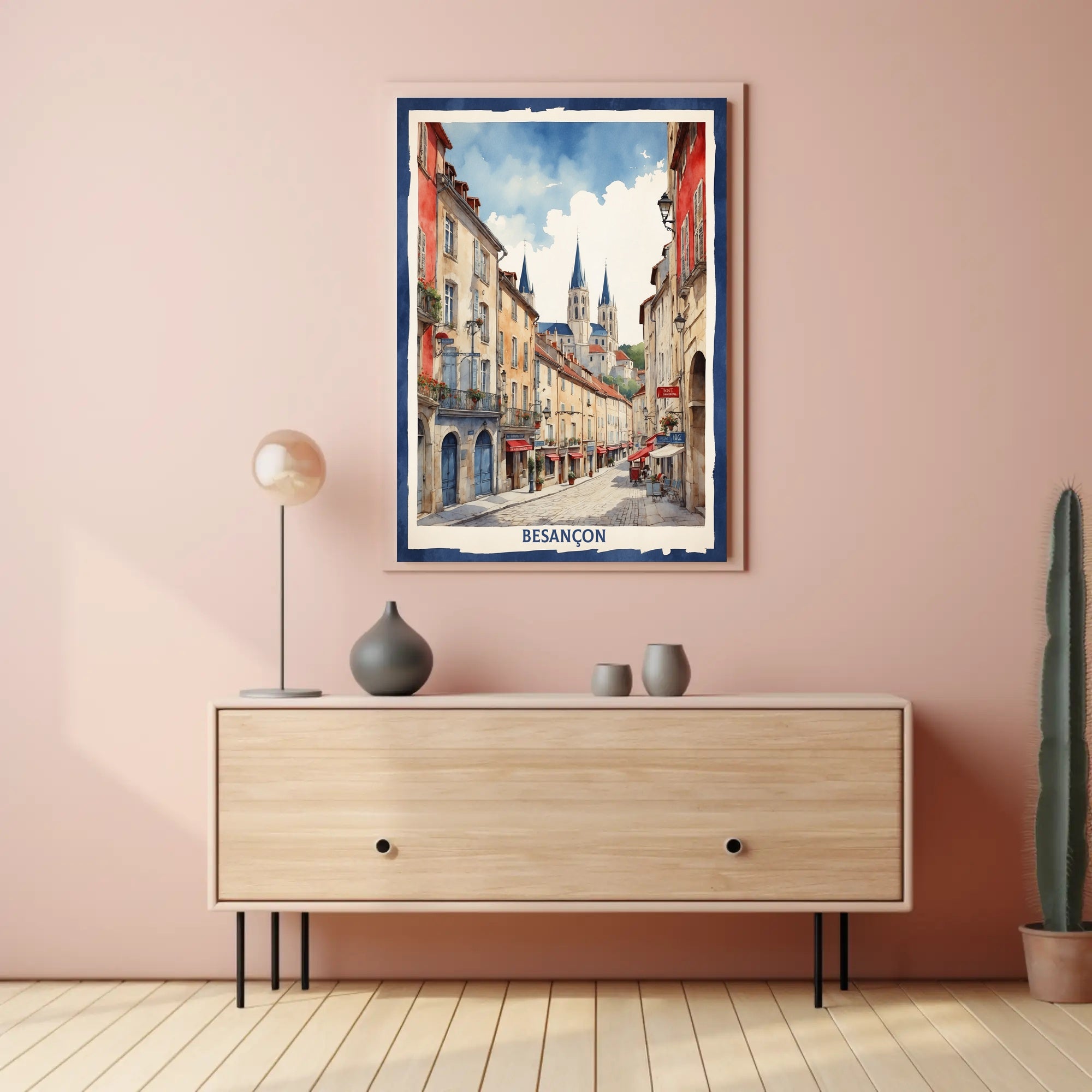 Picturesque Besançon Street Scene Travel Poster PosterGoat
