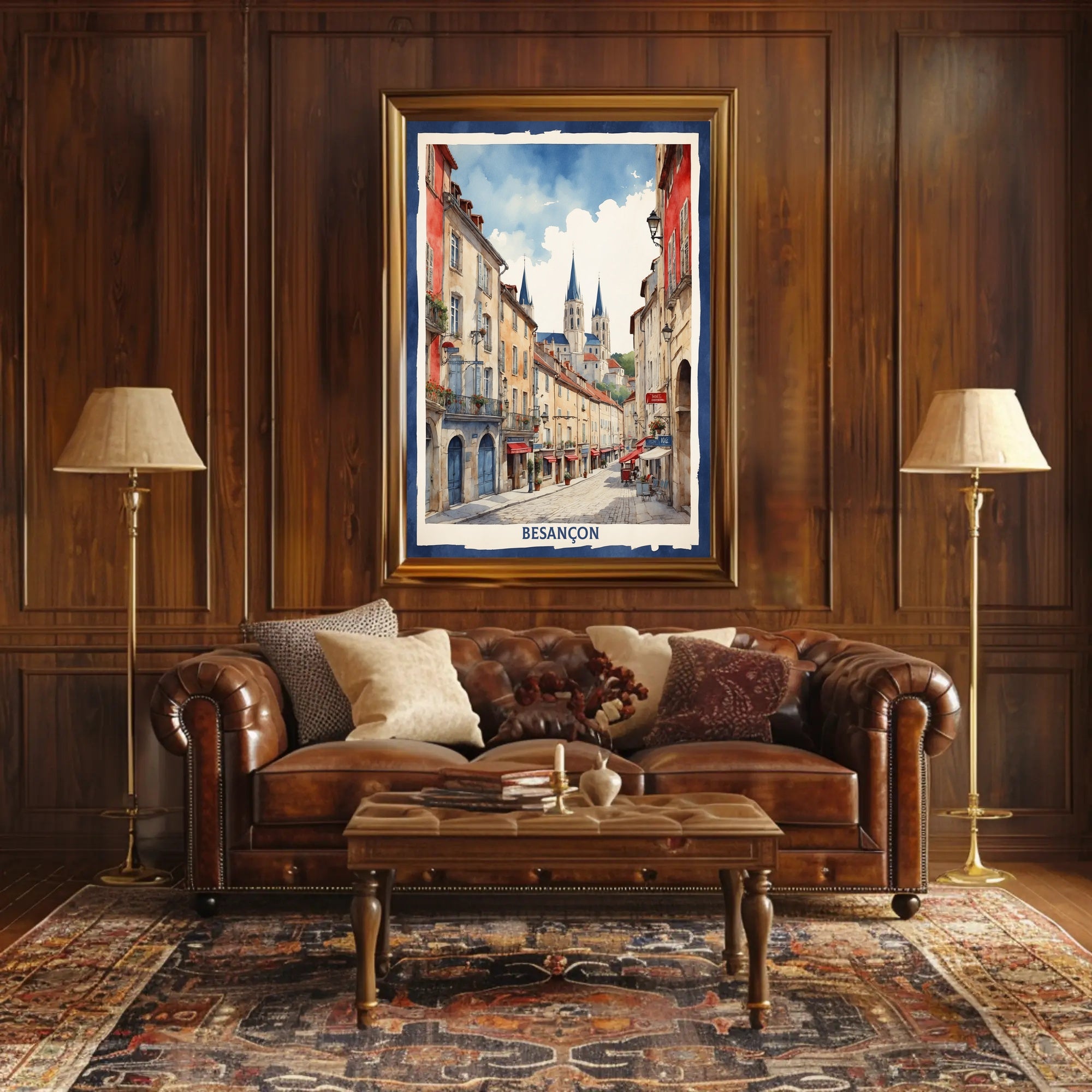 Picturesque Besançon Street Scene Travel Poster PosterGoat