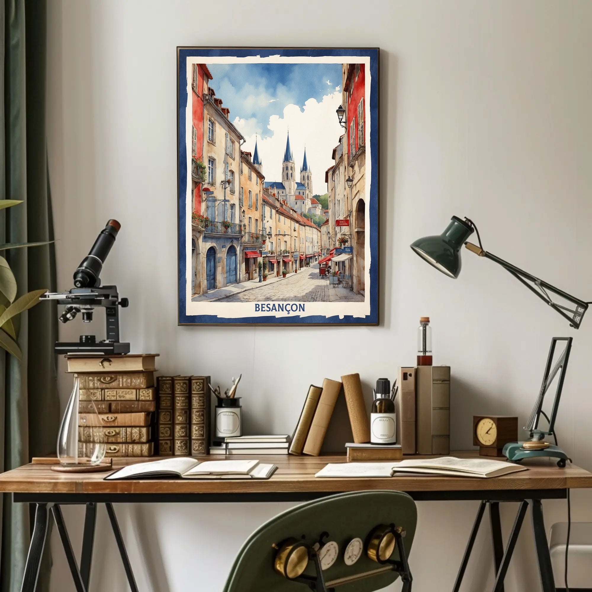 Picturesque Besançon Street Scene Travel Poster PosterGoat
