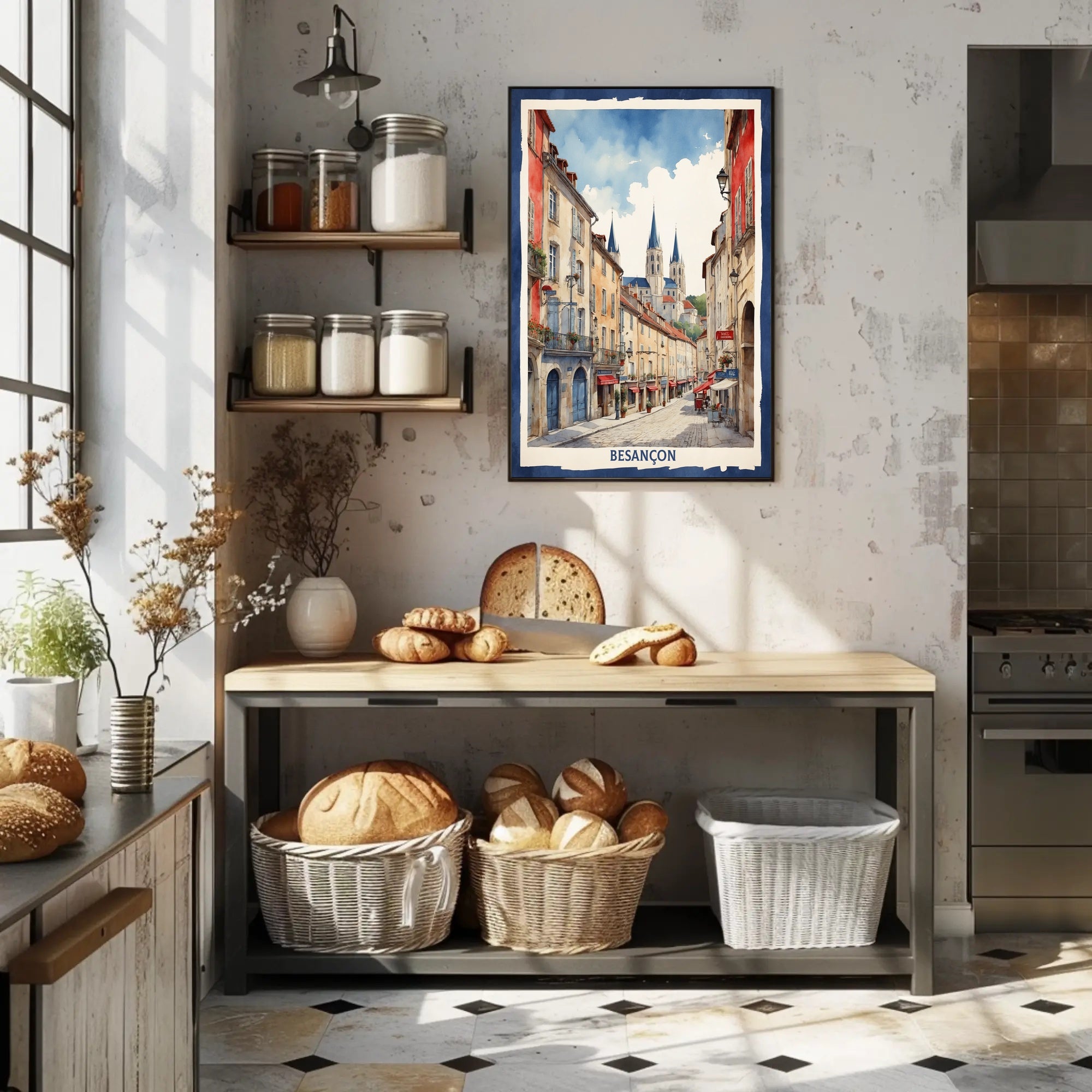 Picturesque Besançon Street Scene Travel Poster PosterGoat