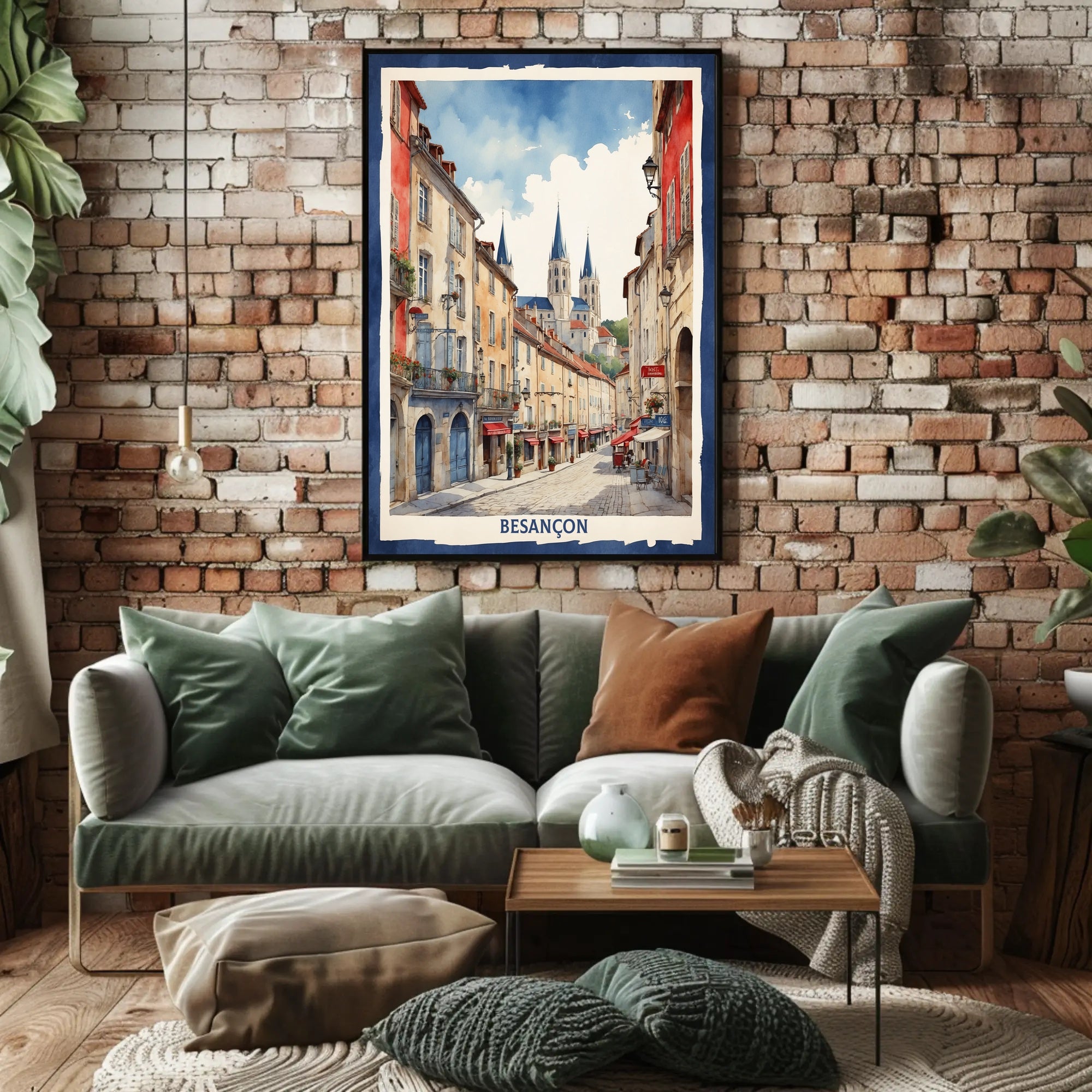Picturesque Besançon Street Scene Travel Poster PosterGoat