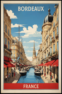 Picturesque Bordeaux Canal Cityscape Art Print Urban or Cityscape Poster PosterGoat