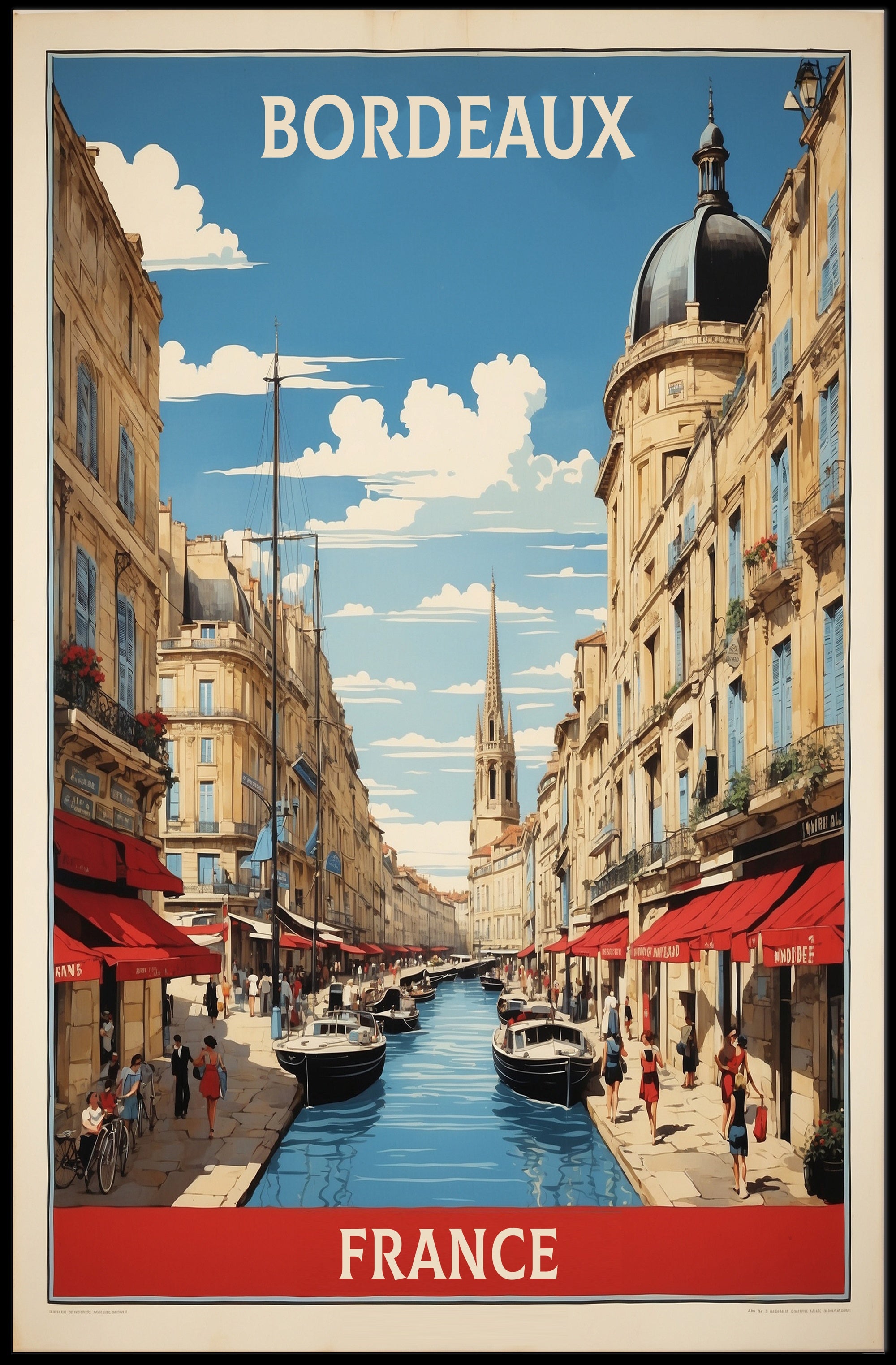 Picturesque Bordeaux Canal Cityscape Art Print Urban or Cityscape Poster PosterGoat