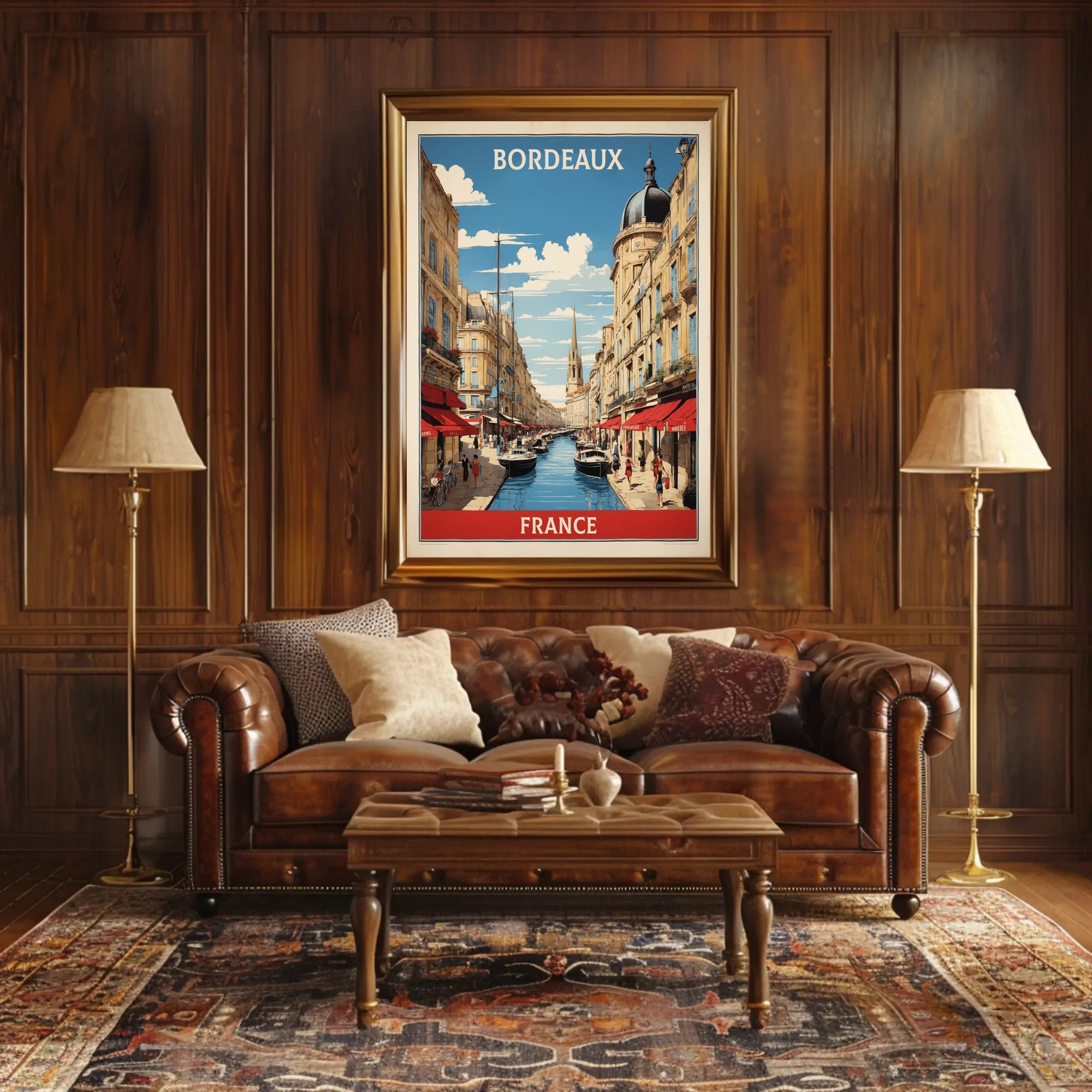 Picturesque Bordeaux Canal Cityscape Art Print Urban or Cityscape Poster PosterGoat