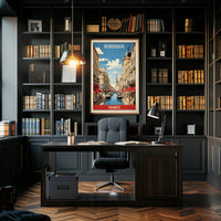 Picturesque Bordeaux Canal Cityscape Art Print Urban or Cityscape Poster PosterGoat