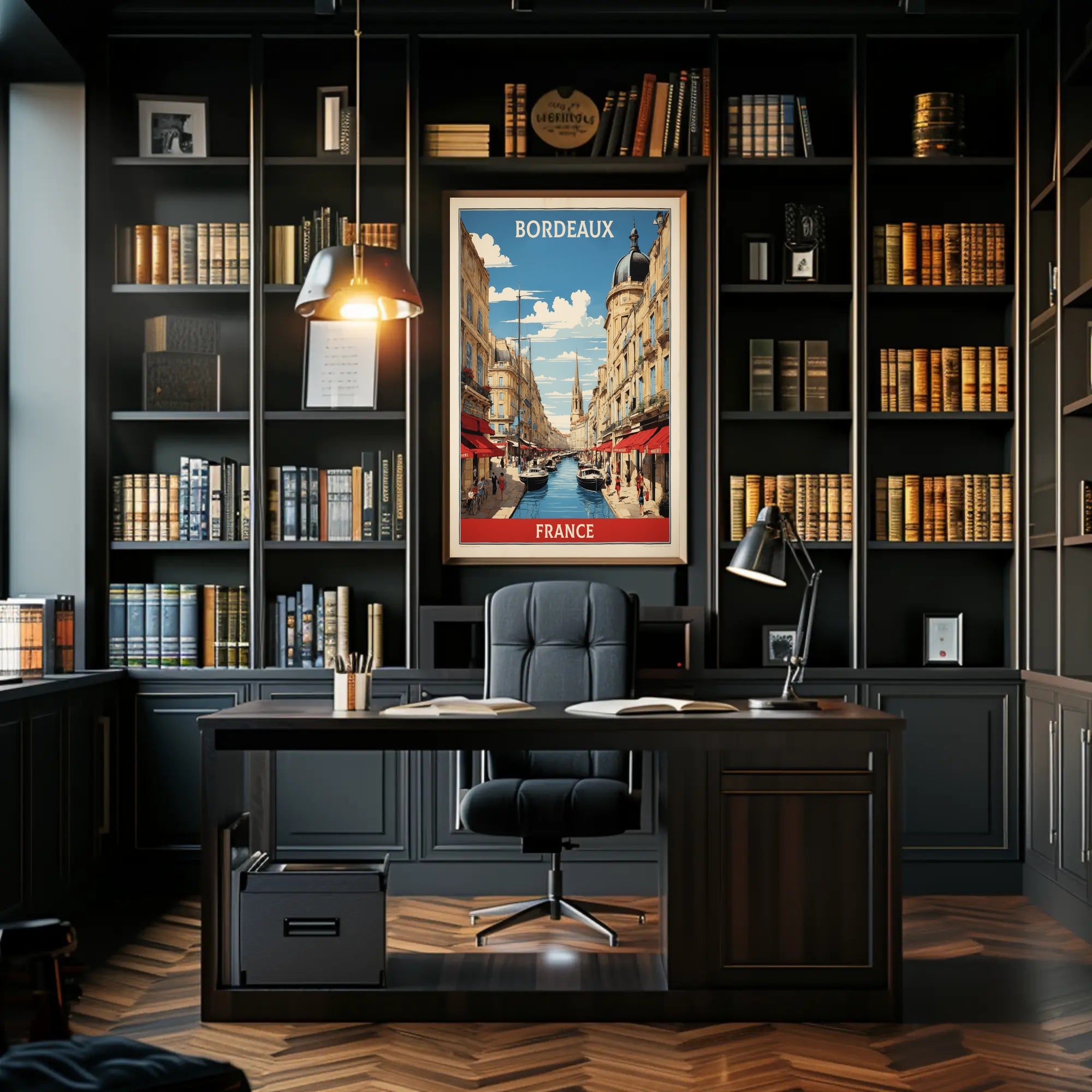Picturesque Bordeaux Canal Cityscape Art Print Urban or Cityscape Poster PosterGoat