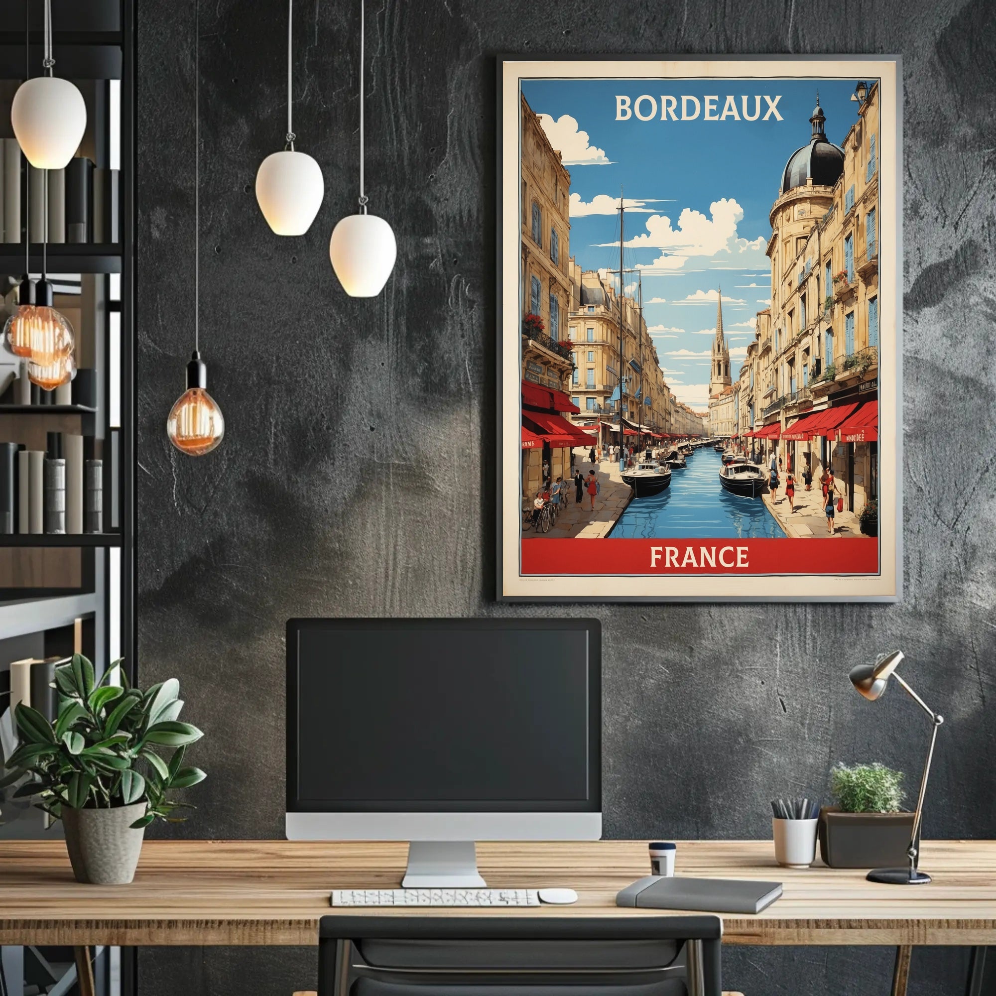Picturesque Bordeaux Canal Cityscape Art Print Urban or Cityscape Poster PosterGoat