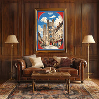 Picturesque Bourges Cathedral Street Scene Poster PosterGoat