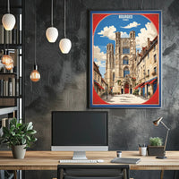 Picturesque Bourges Cathedral Street Scene Poster PosterGoat