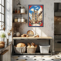 Picturesque Bourges Cathedral Street Scene Poster PosterGoat