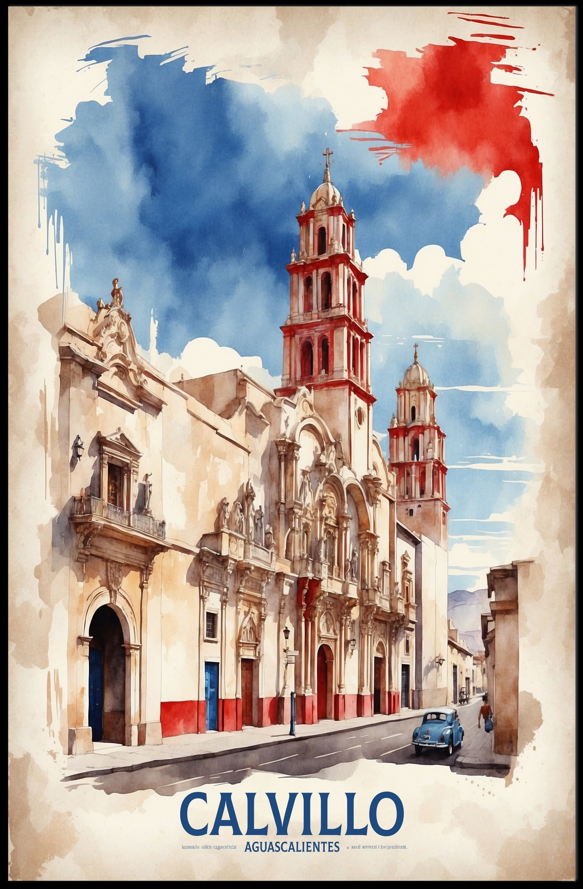 Picturesque Calvillo Church Cultural or Heritage Poster PosterGoat