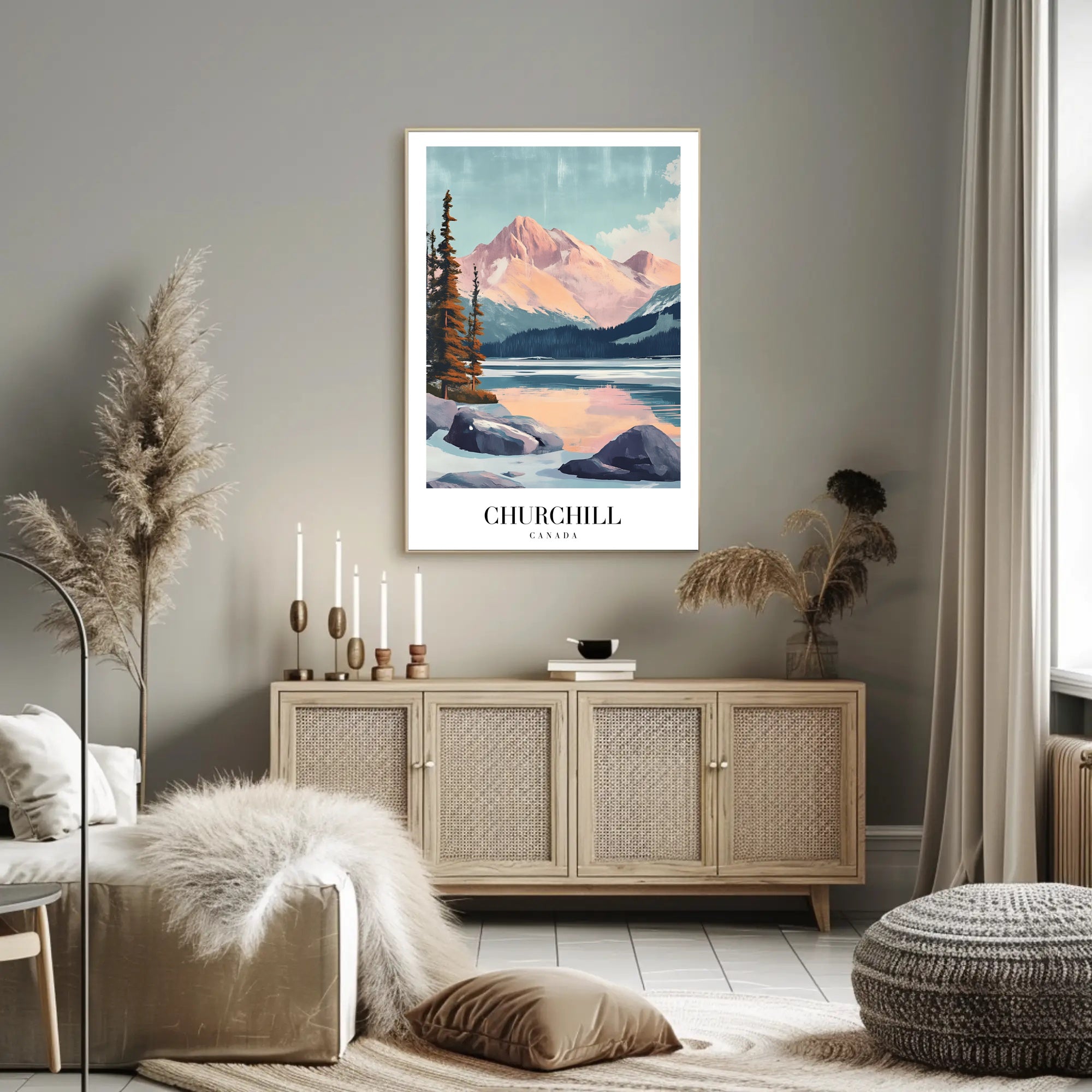 Picturesque Canadian Mountains Landscape Travel Poster PosterGoat