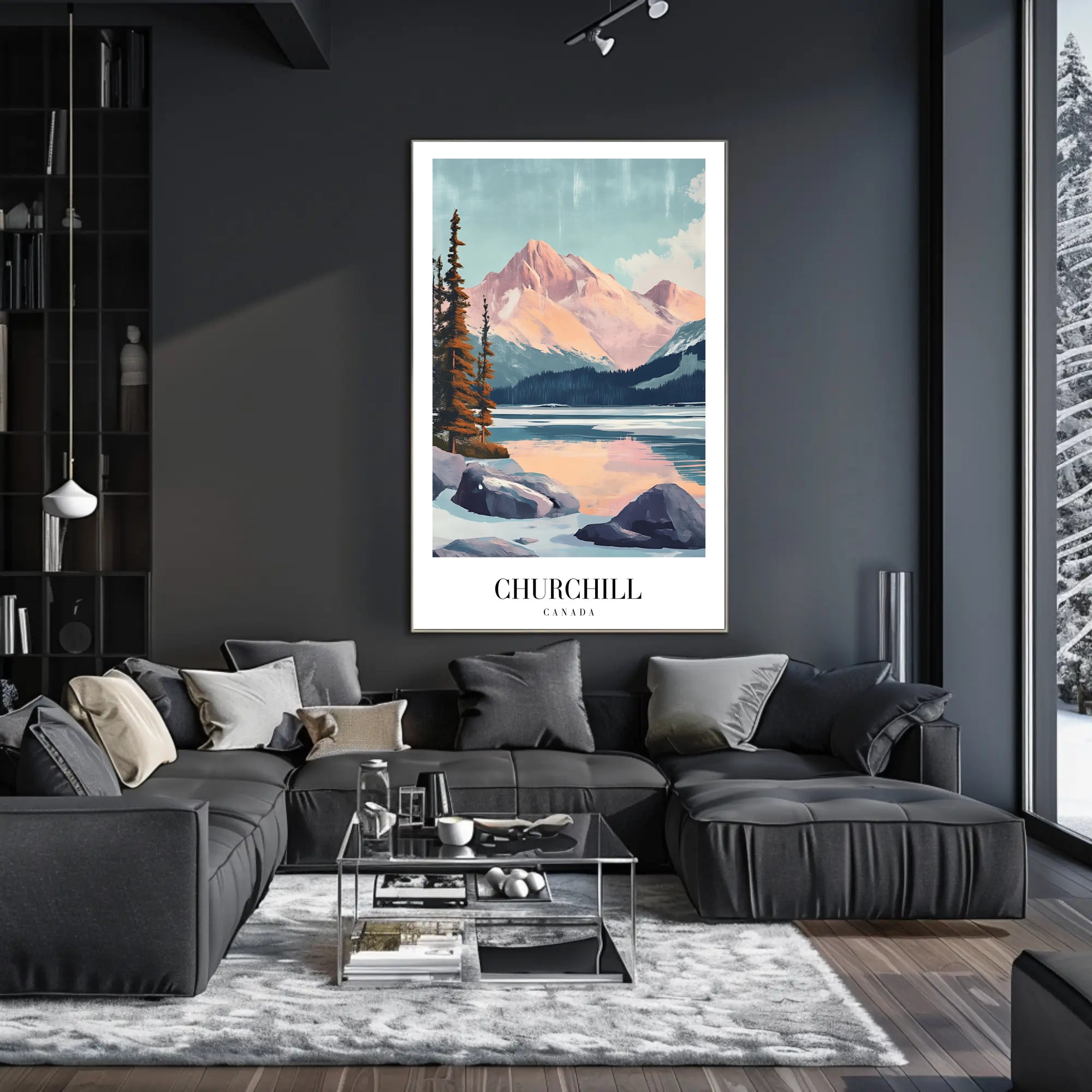 Picturesque Canadian Mountains Landscape Travel Poster PosterGoat