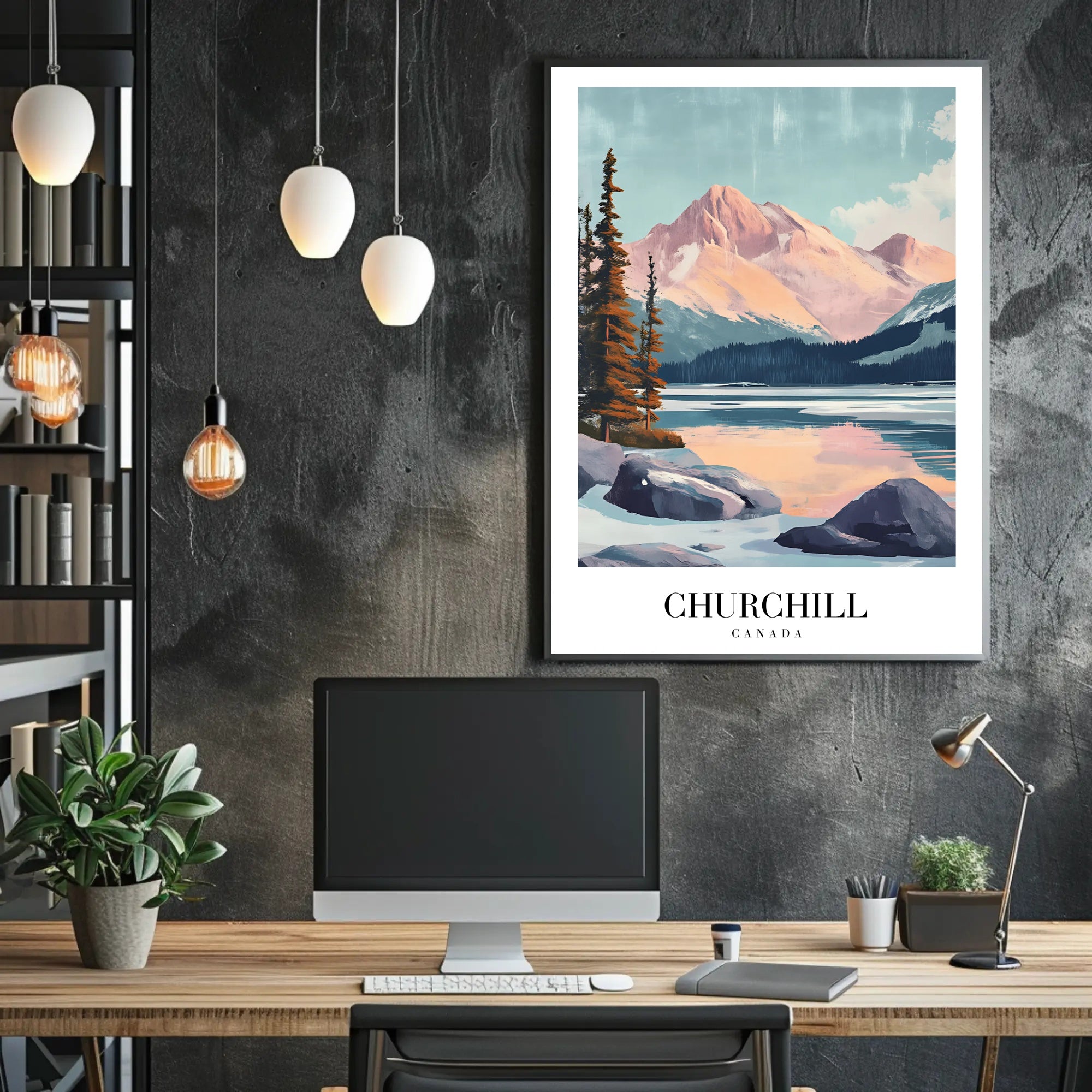 Picturesque Canadian Mountains Landscape Travel Poster PosterGoat