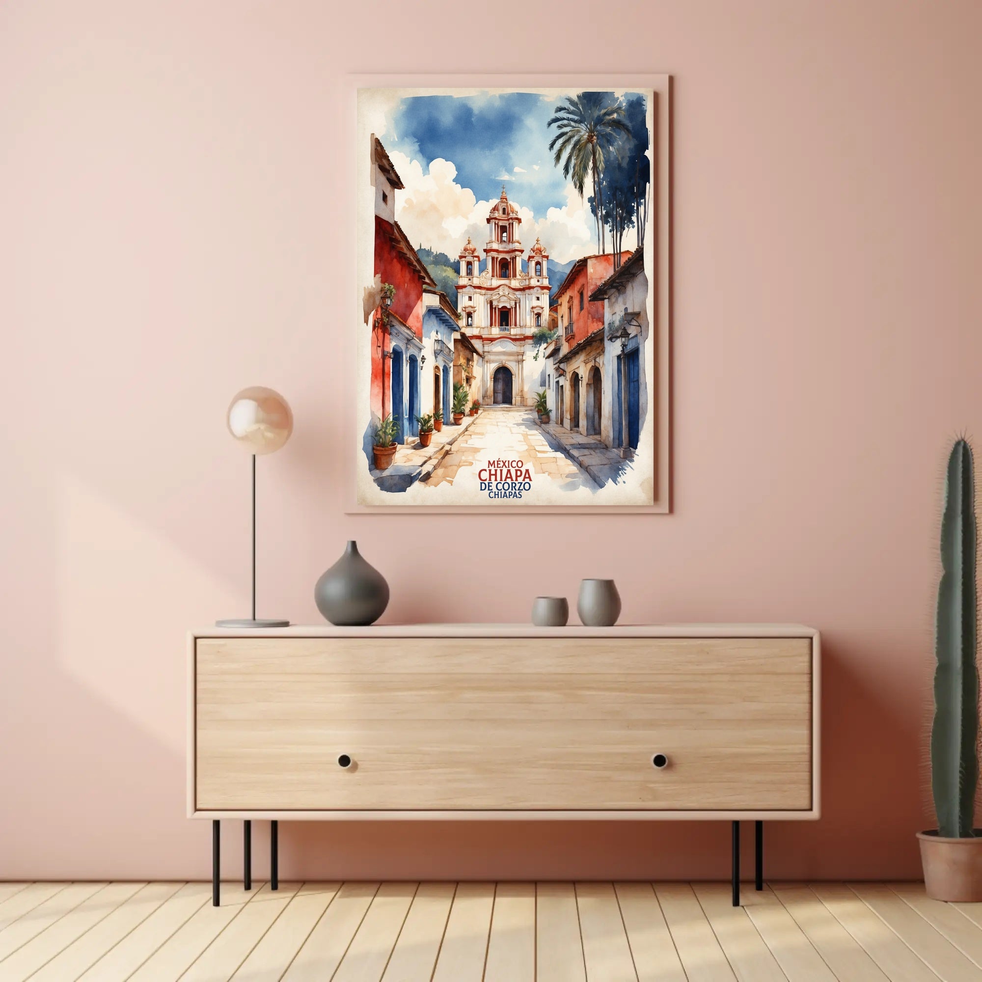 Picturesque Chiapa de Corzo Watercolor Travel Poster PosterGoat