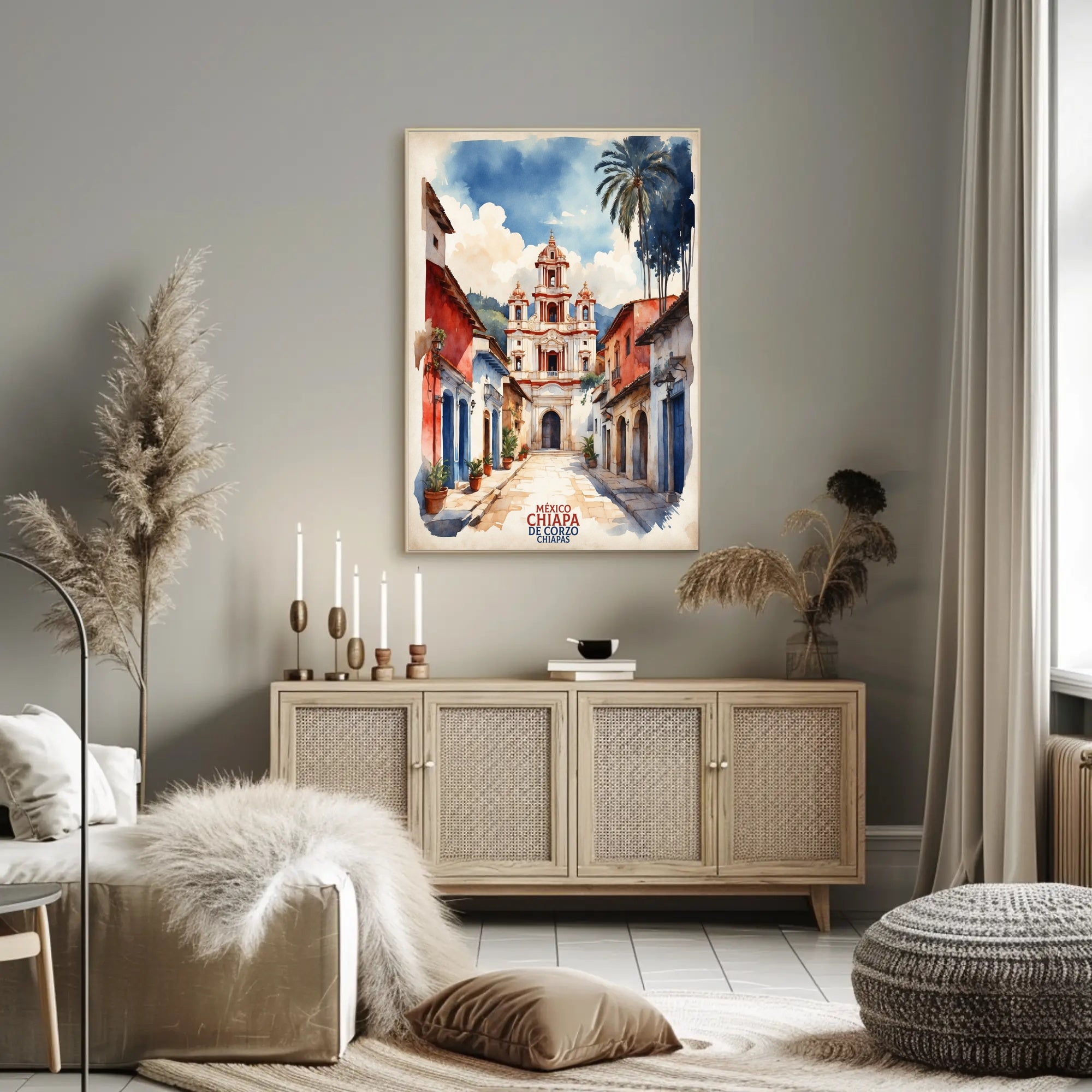 Picturesque Chiapa de Corzo Watercolor Travel Poster PosterGoat