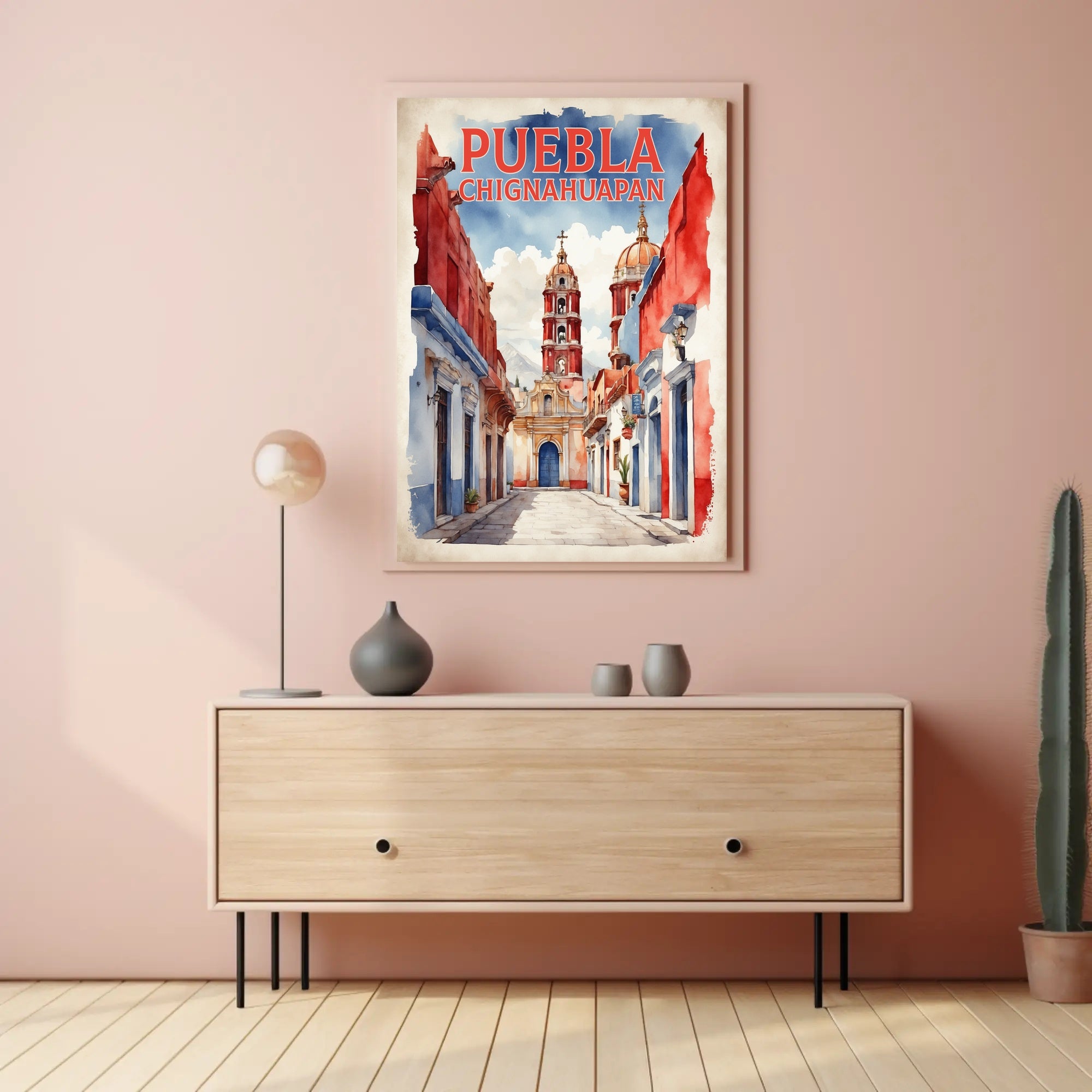 Picturesque Chignahuapan Watercolor Travel Poster PosterGoat